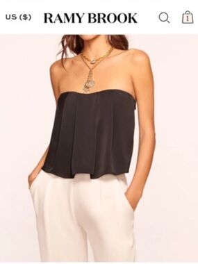 Ramy Brook Black kennedi Strapless Pleated Top